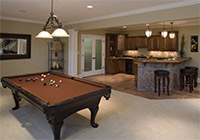 basement with pool table